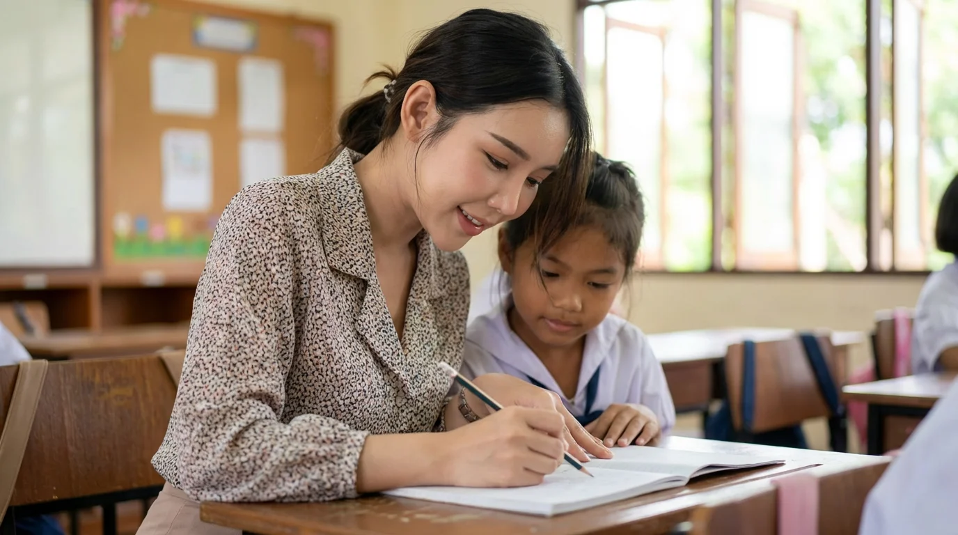 Nim Ruethaikarn engaging in educational activities | นิ่ม ฤทัยกาญจน์ ทำกิจกรรมการศึกษากับนักเรียน